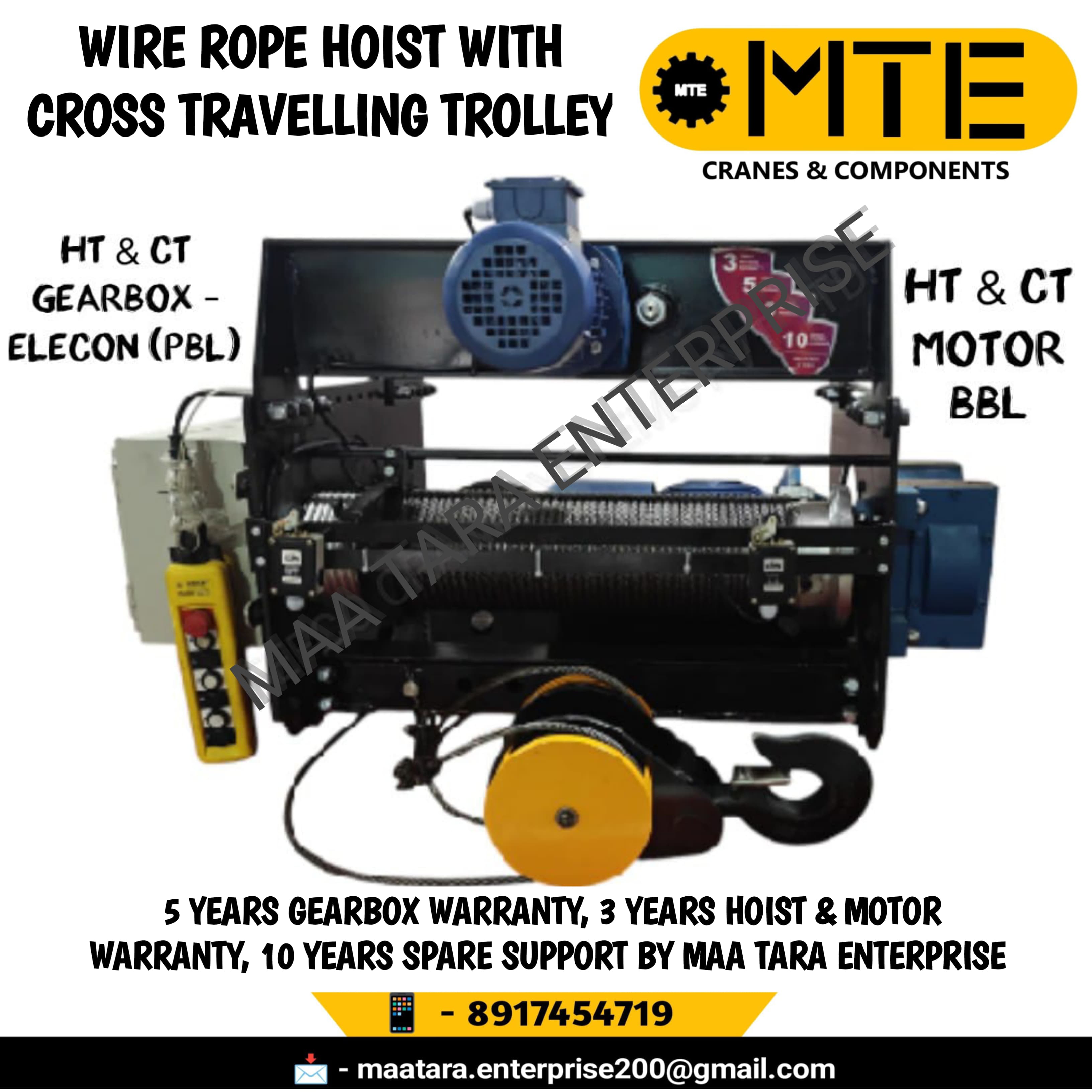WIRE ROPE HOIST WITH  CROSS TRAVELLING TROLLEY